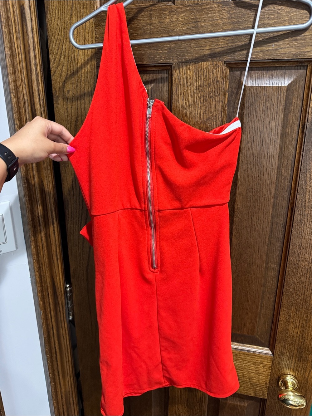 Hello Molly One-Shoulder Red Ruffle Mini Dress - Picture 3 of 3